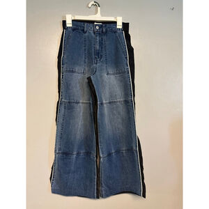 Women's PacSun Wide Leg Jeans XS Blue Black denim nylon Y2K high-rise baggy